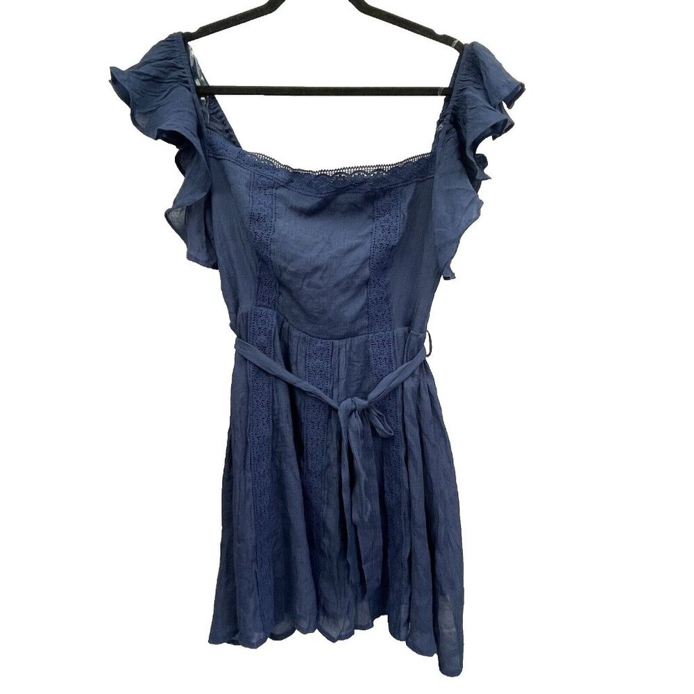 Fashion Nova  Women's Navy Blue Lace Detail Shannon Mini Dress Size Large